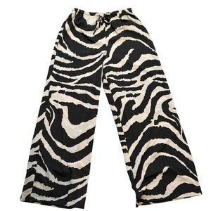 H&M Zebra Print Drawstring Wide Leg Pants Size Small